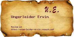 Ungerleider Ervin névjegykártya